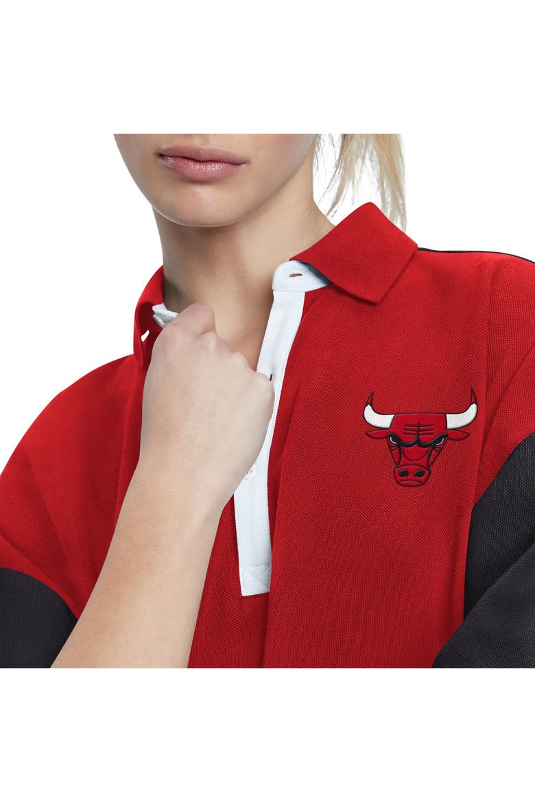Women's Tommy Jeans Red Chicago Bulls Taya Puff Sleeve Pique Polo Shirt, Alternate, color, Red