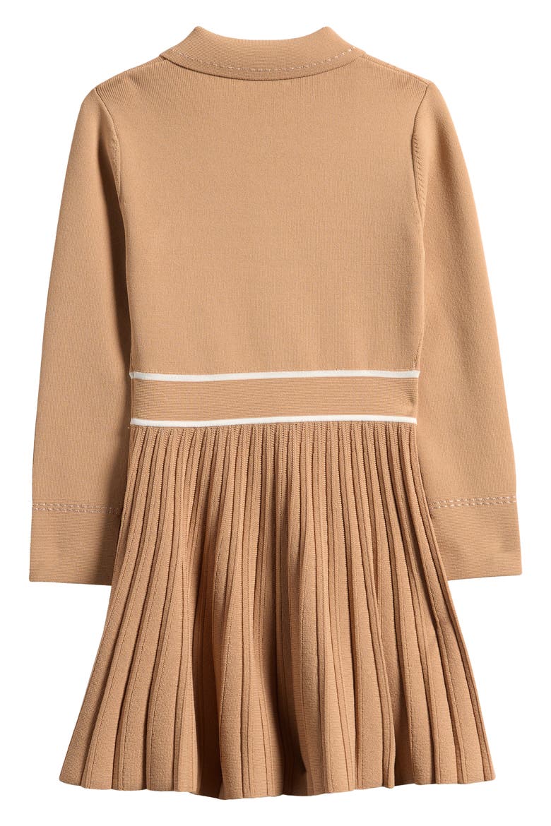 Kids' Sapna Pleated Sweater Shirtdress, Alternate, color, CAMEL