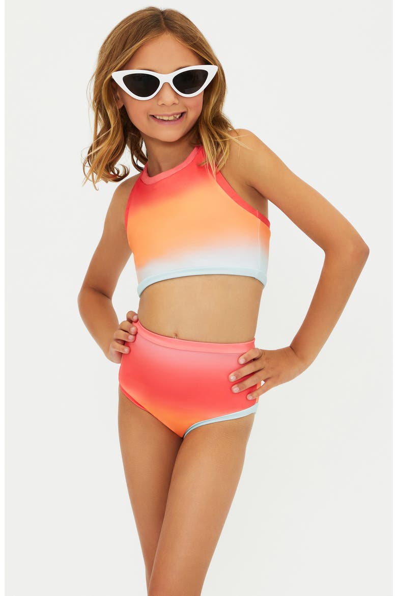Kids' Little Bambi & Jane Two-Piece Swimsuit, Main, color, GUAVA JELLY OMBRE