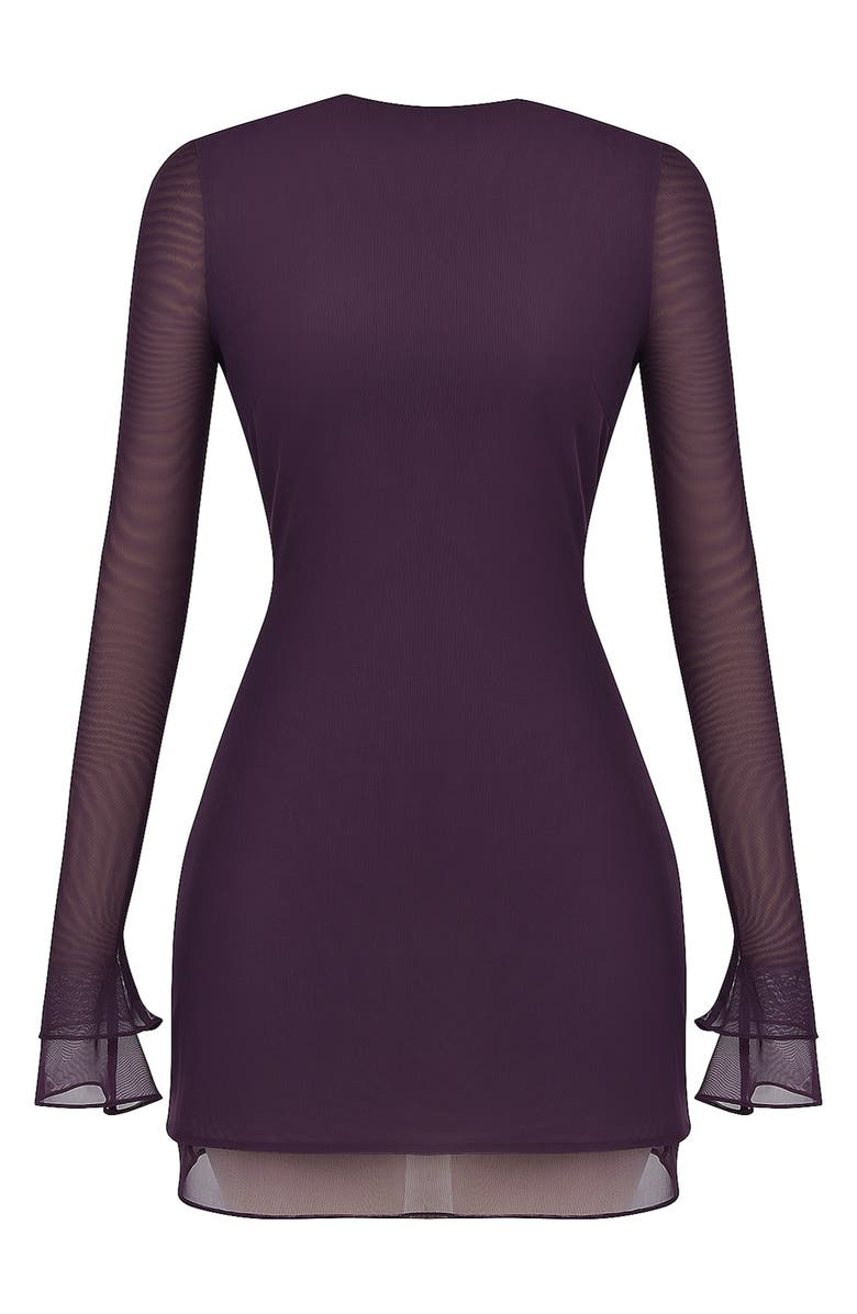 Mistress Rocks Long Sleeve Asymmetric Mesh Minidress, Alternate, color,