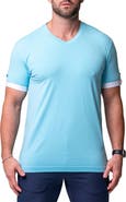 Maceoo Vivaldi Solid Camolight Blue V-Neck T-Shirt