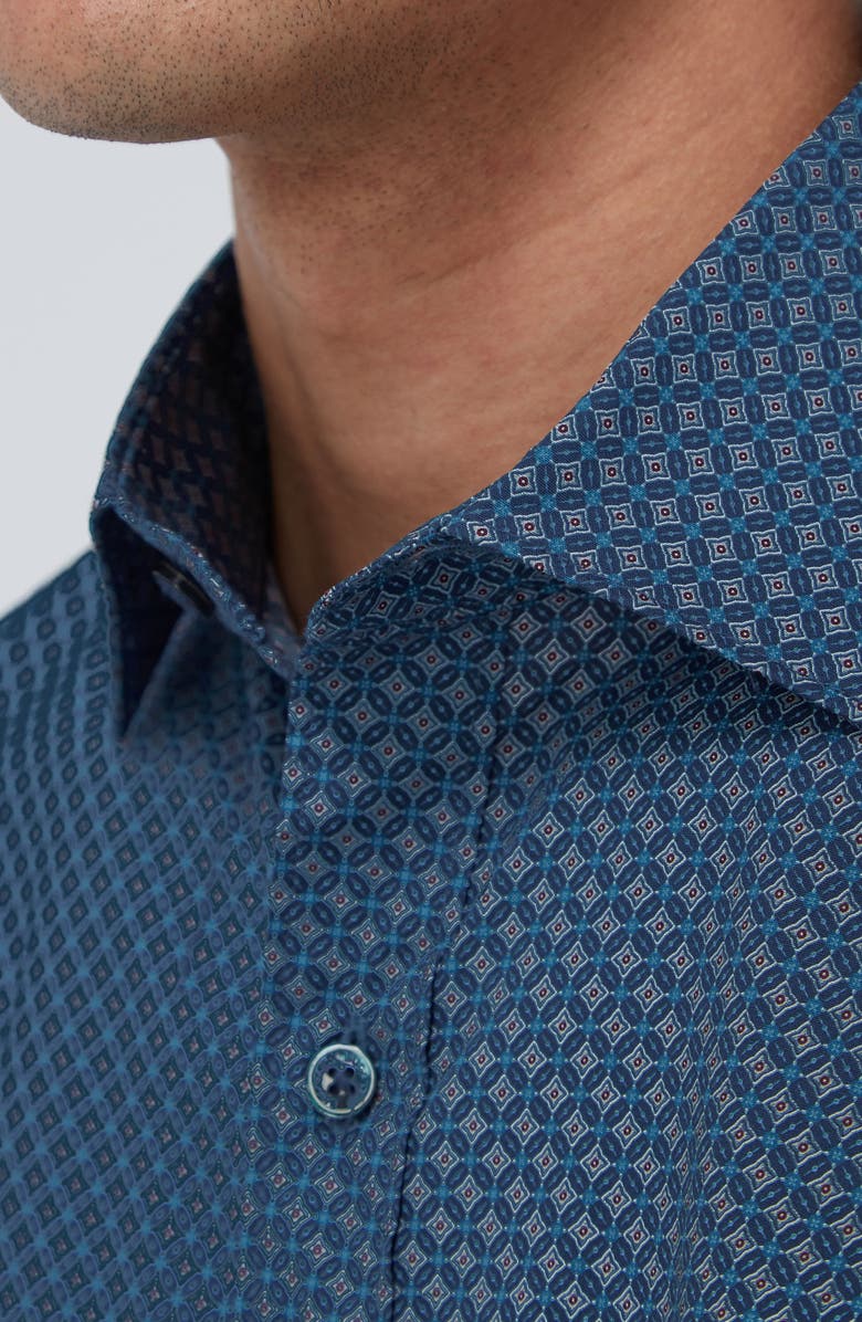 Bugatchi Axel Shaped Fit Mosaic Print Stretch Button-Up Shirt, Alternate, color, 