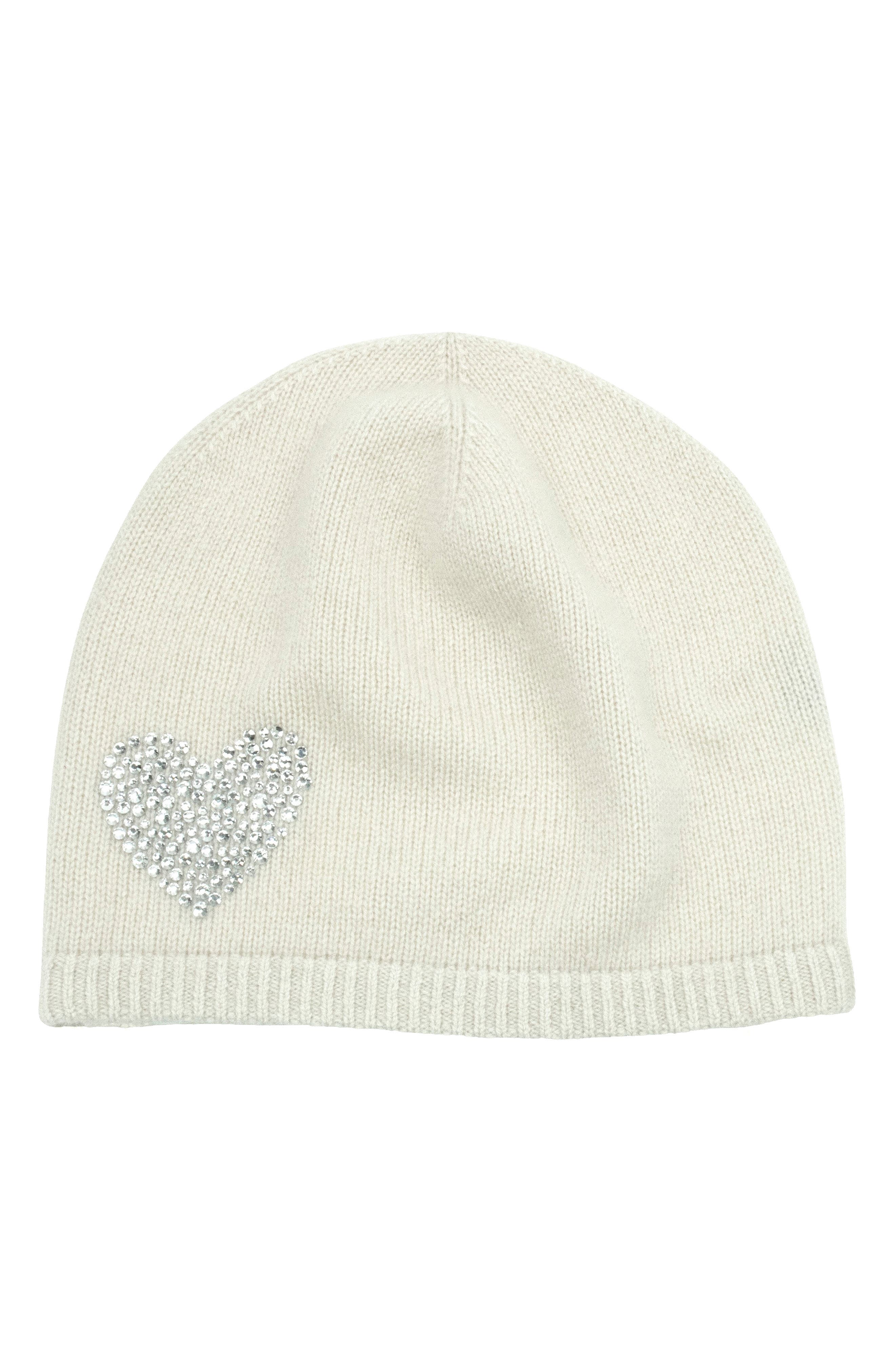 Crystal Heart Cashmere Beanie