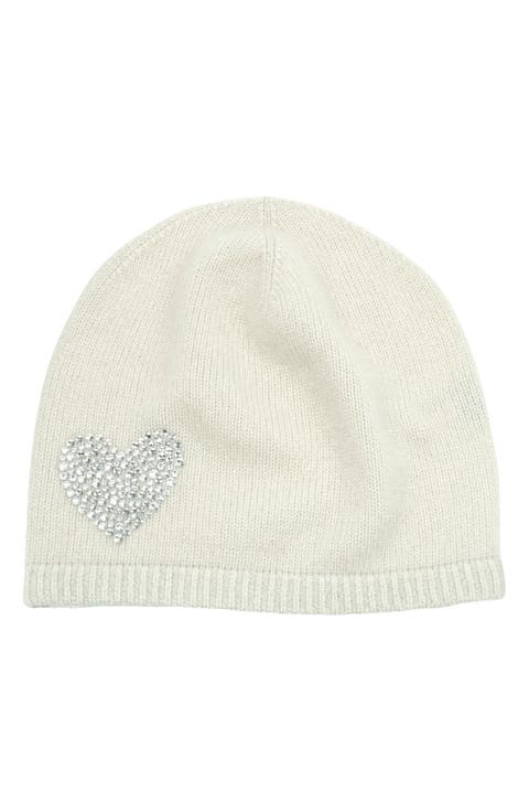 Crystal Heart Cashmere Beanie