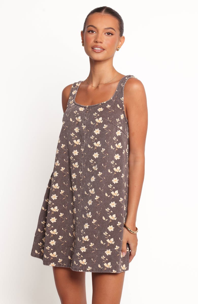 Petal & Pup Abbott Floral Denim Minidress, Alternate, color, Brown Floral
