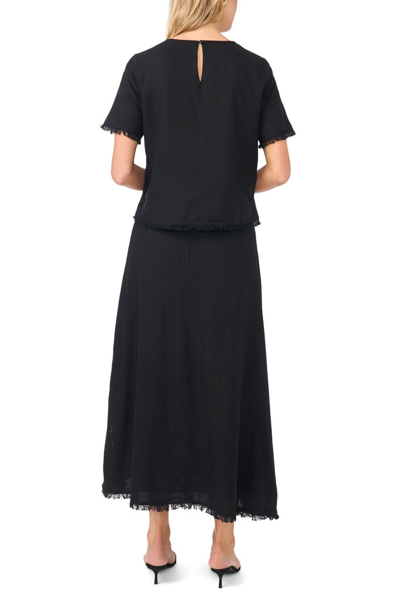 Vince Camuto Floral Embroidered Short Sleeve Top, Alternate, color, Rich Black