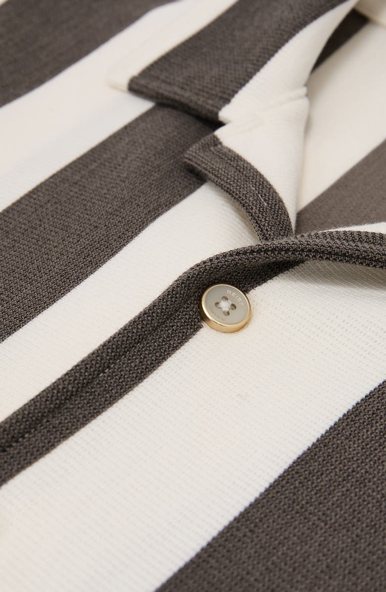 Reiss Dexter Stripe Camp Shirt, Alternate, color, Brown/ Off White