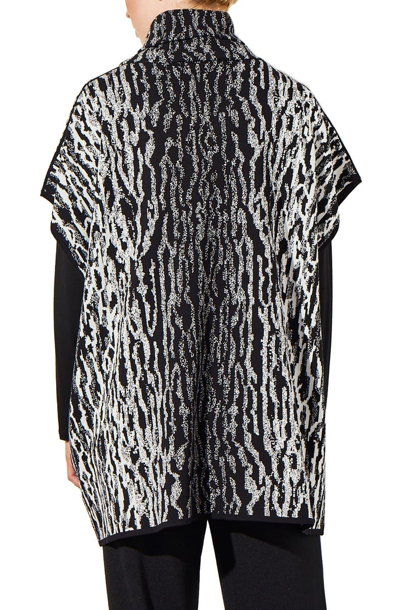 Ming Wang Animal Print Turtleneck Sweater, Alternate, color, Black/ Ivory
