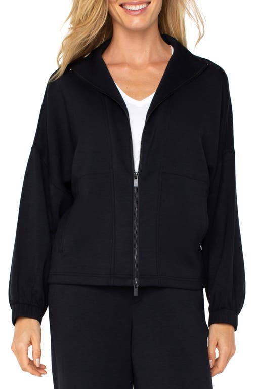 Shop Liverpool Los Angeles Zip-up Knit Jacket In Black