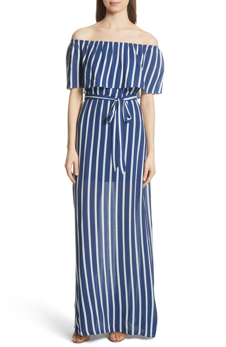 Alice + Olivia Grazi Off the Shoulder Maxi Dress, Main, color,