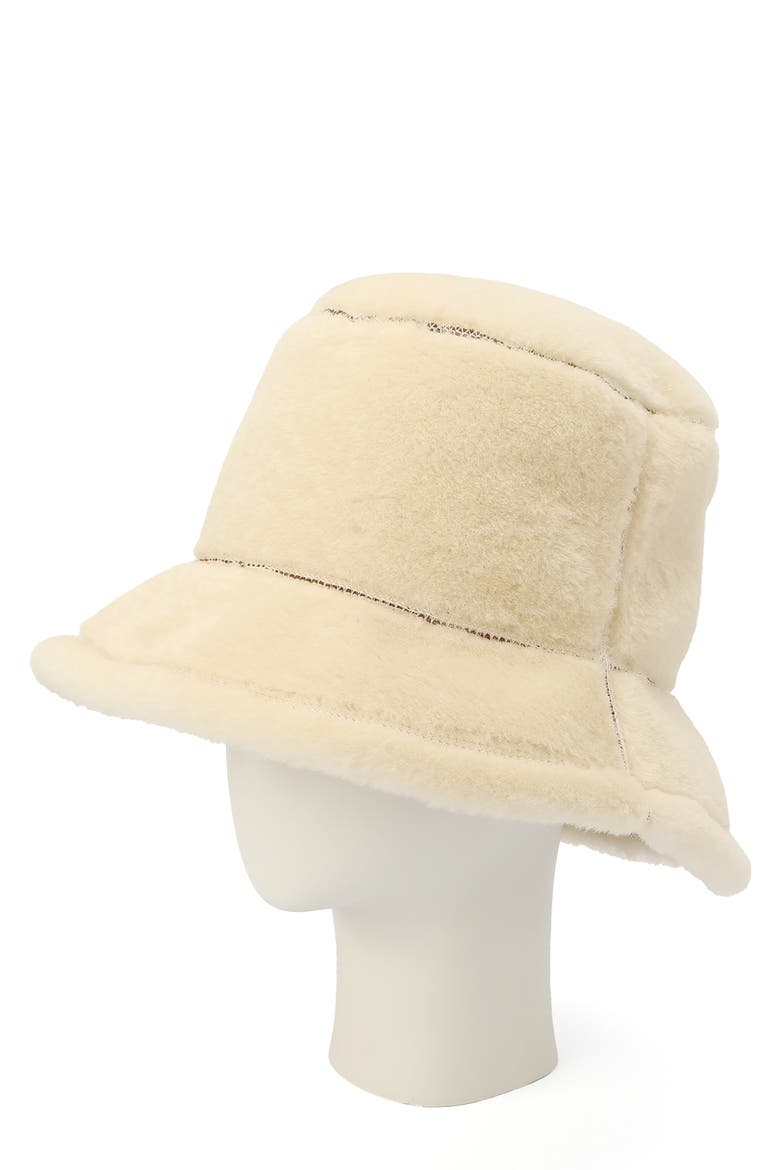Frankie Reversible Faux Fur Bucket Hat, Alternate, color, DARK CHESTNUT/ CREAM