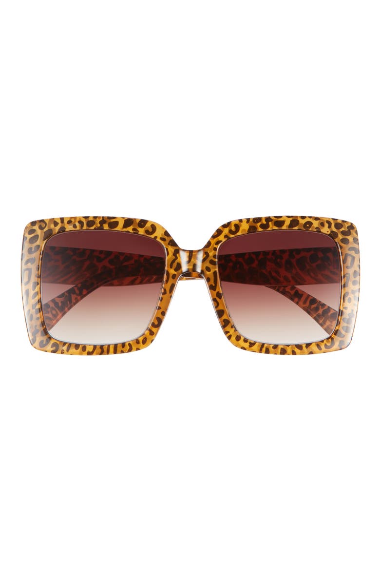 Oversize Gradient Square Sunglasses, Main, color, LEOPARD