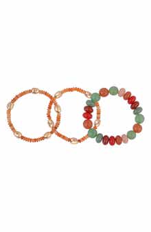 Rachel Roy Set of 3 Aventurine Beaded Stretch Bracelets