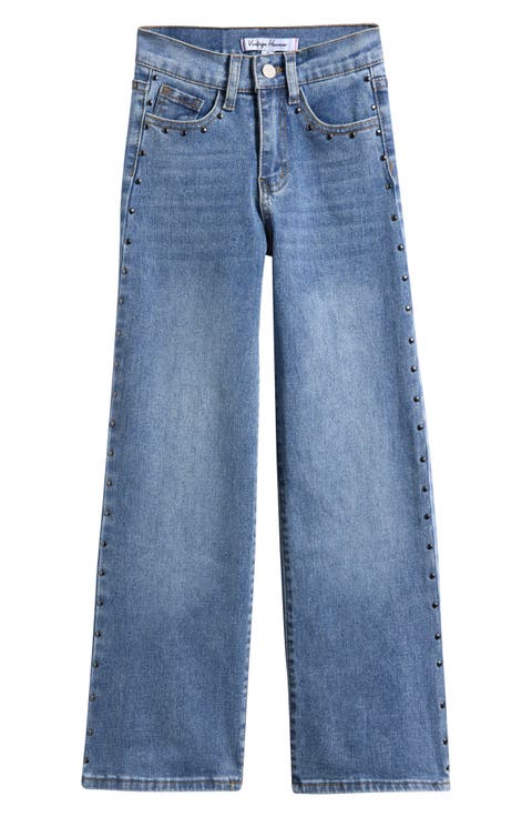 Kids' Studded Wide Leg Jeans (Big Kid)