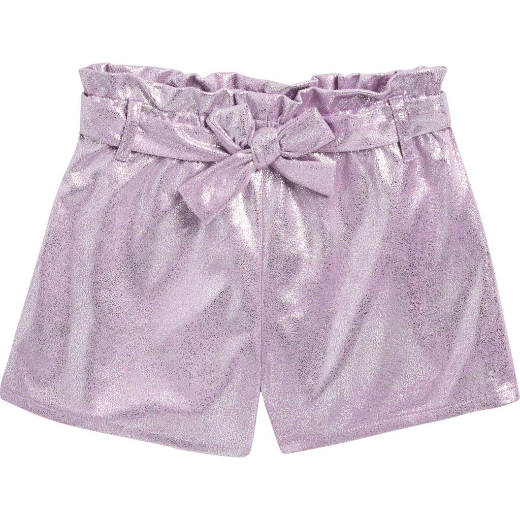 Shop Flapdoodles Kids' Crackled Foil Paper Bag Shorts In Purple