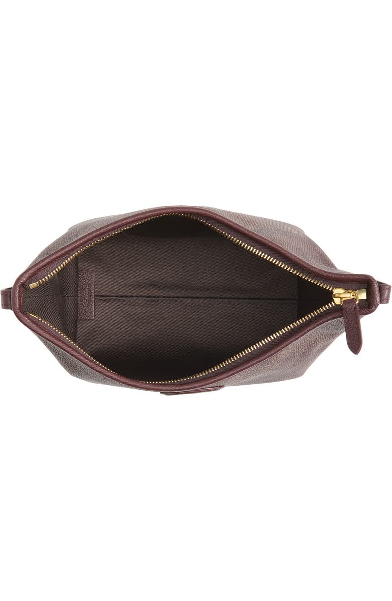 Burberry Highlands Check Leather Baguette Bag, Alternate, color, Vineyard Red