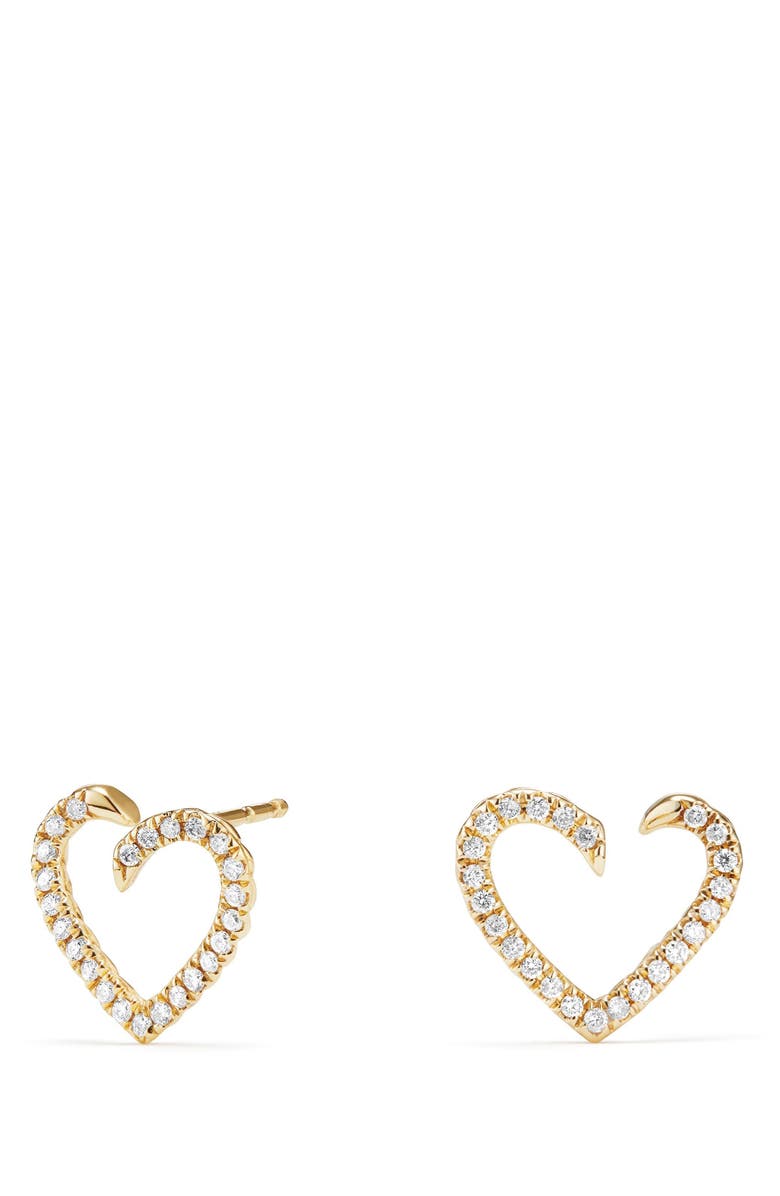 David Yurman Heart Wrap Earrings with Diamonds in 18K Gold, Main, color,