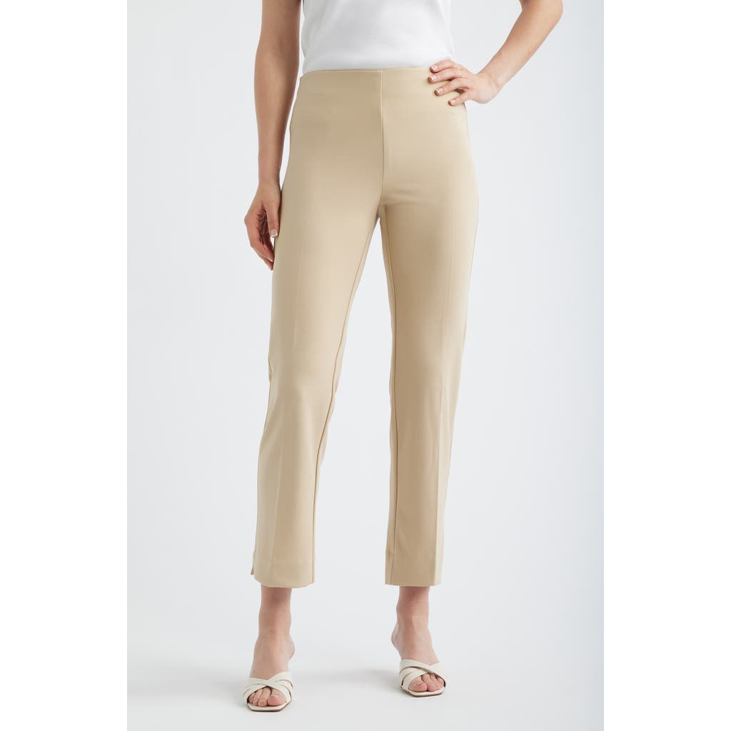 Anne Klein Hollywood Waist Straight Leg Ankle Pull-on Pants In Neutral