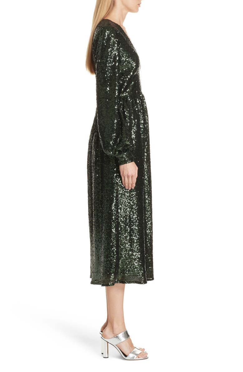 SALONI Camille Sequin Midi Dress, Alternate, color, 