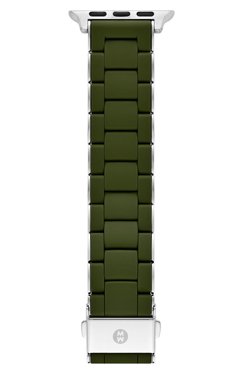 MICHELE Silicone Apple Watch<sup>®</sup> Watchband, Main, color, Dark Green /Silver