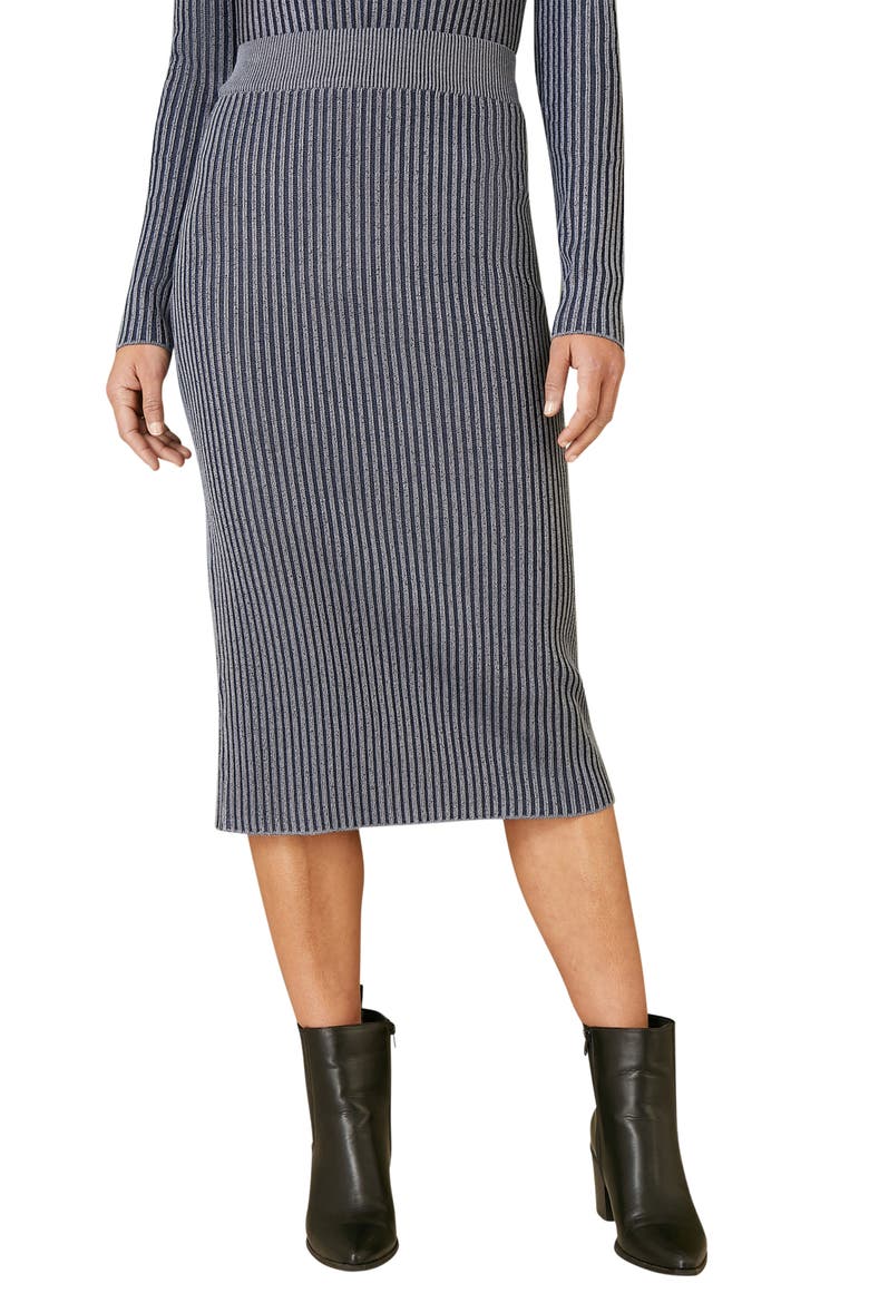 Ribbed Knitted Midi Skirt, Main, color, Blue