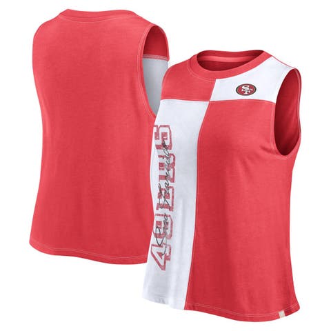 Women's Fanatics Branded Scarlet/White San Francisco 49ers Script Color Block Tank Top