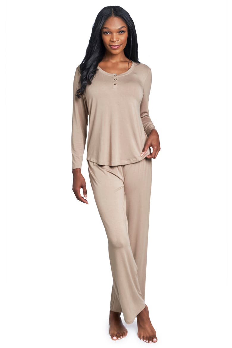 Laina During & After 2-Piece Maternity/Nursing Sleep Set, Alternate, color, LATTE