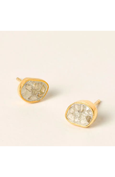 Sliced Raw Diamond Stud Earrings by Shana Gulati