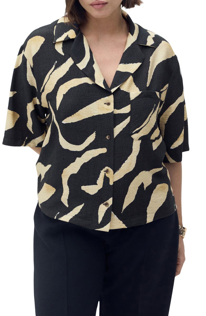MANGO Printed Short Sleeve Camp Shirt, Alternate, color,