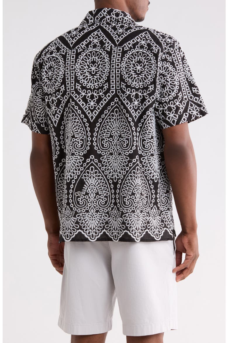 Aarush Cotton Camp Shirt, Alternate, color, BLACK