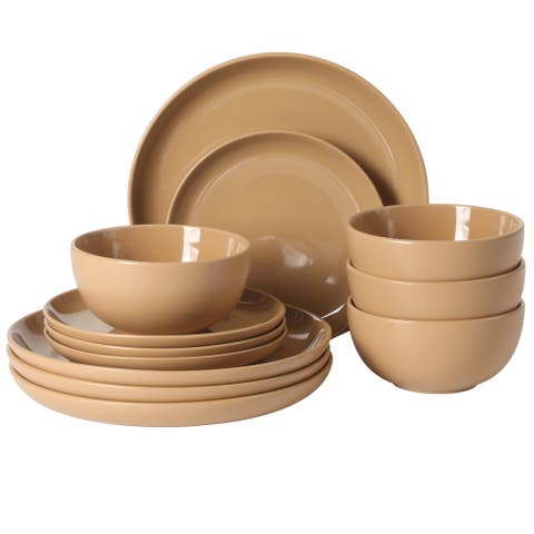 Rockaway 12 Piece Matte Two-Tone Stoneware Dinnerware Set, Service for 4