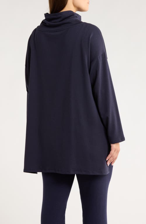 Eileen Fisher Draped Turtleneck Tunic In Blue