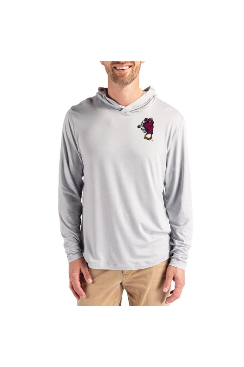 Men's Cutter & Buck Gray Virginia Tech Hokies Coastline Recycled Double-Peached Hooded Pullover, Main, color, Gray