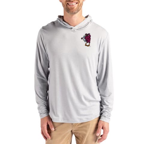 Men's Cutter & Buck Gray Virginia Tech Hokies Coastline Recycled Double-Peached Hooded Pullover