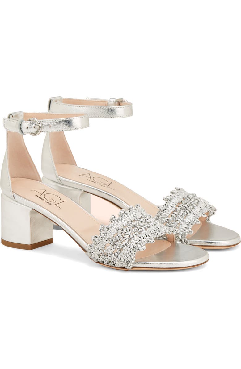 AGL Crochet Block Heel Sandal, Main, color,