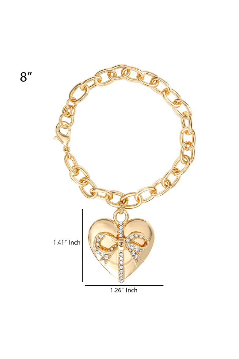 Heart Bow Drop Bracelet, Gold-Tone Pavé, Alternate, color, Gold Tone