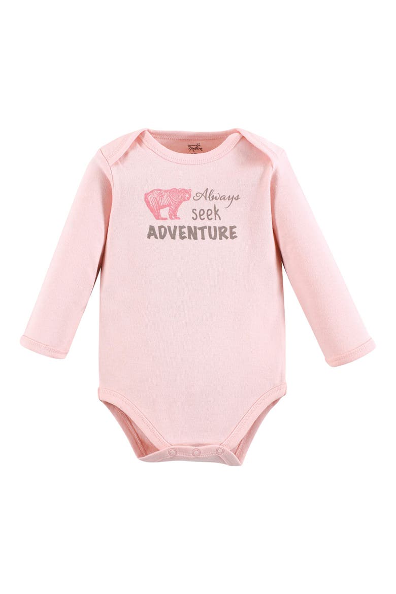 Little Soft Organic Cotton Long-Sleeve One-Piece Essentials, Alternate, color, Girl Woodland