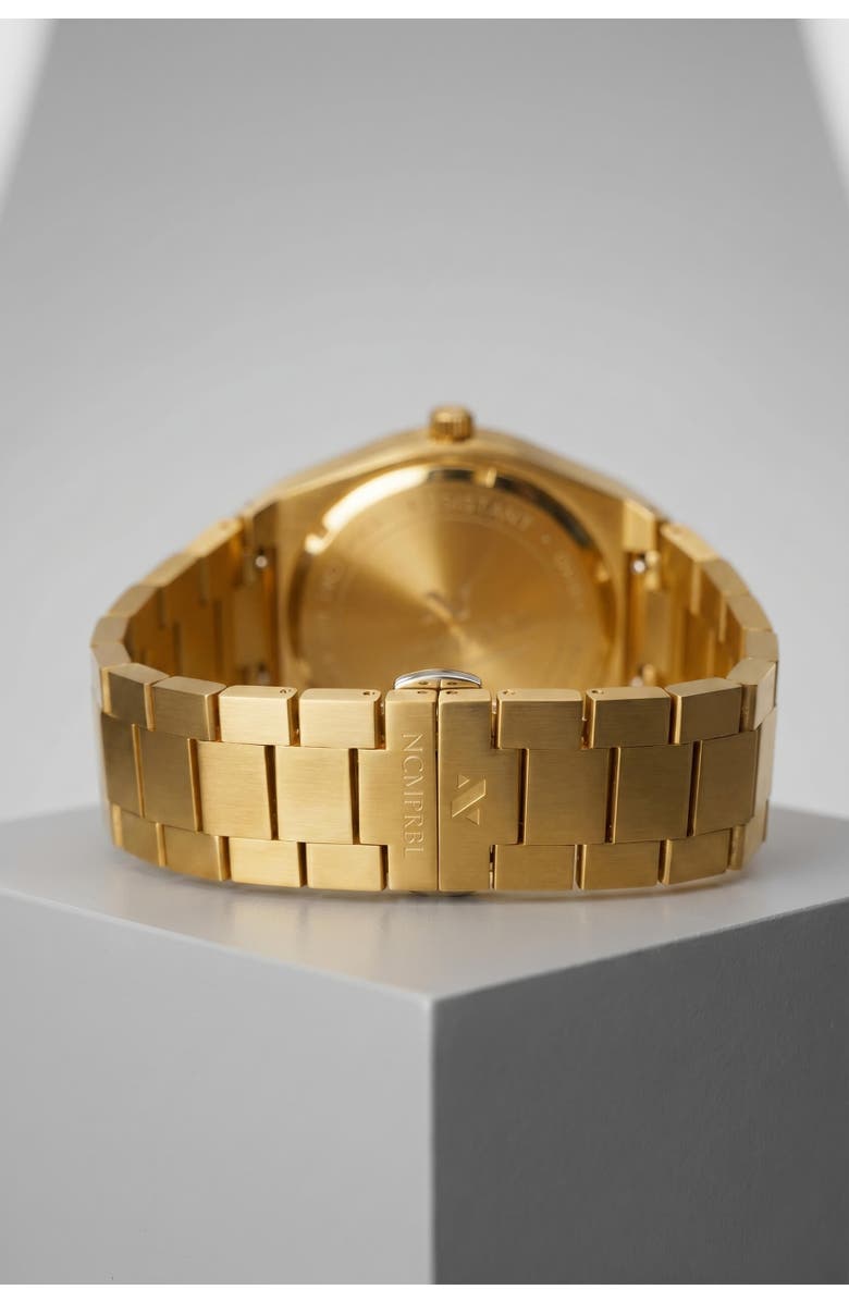 NCMPRBL Elevate Link Peri Swiss Quartz Bracelet Link Watch, 42MM, Alternate, color, Rich Yellow Gold/ Veri Peri