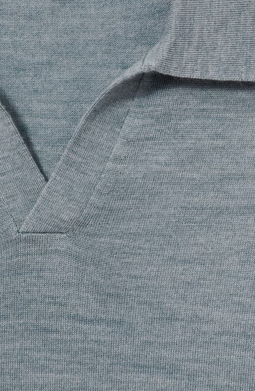 Reiss Duchie Johnny Collar Short Sleeve Wool Polo Sweater In Soft Blue Melange