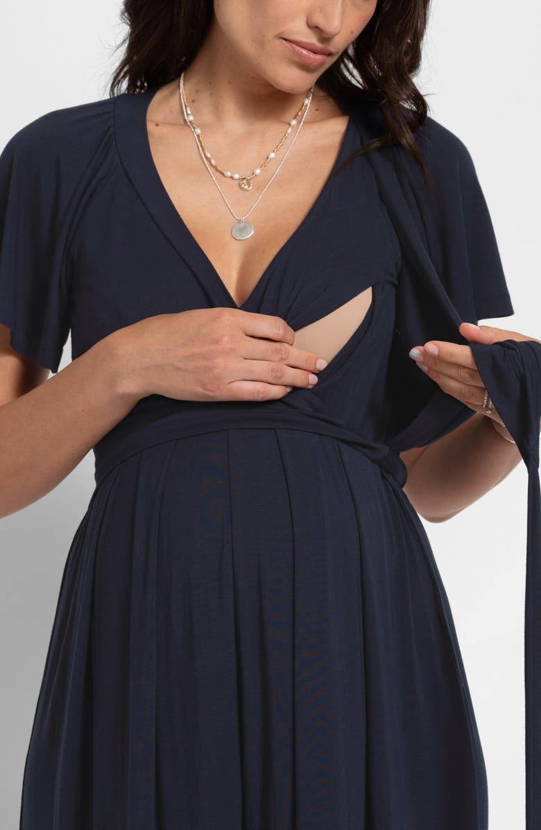 Seraphine Tie Belt Crop Wide Leg Maternity/Nursing Jumpsuit, Alternate, color, 