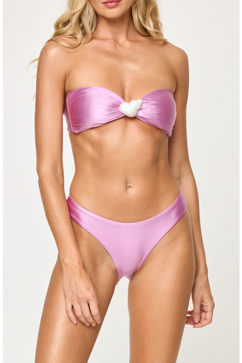 Luminescent Strapless Bikini Top, Alternate, color, MAUVE
