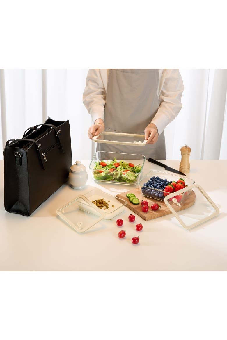 Glass Storage Container Set, with Lids - Set of 3, Alternate, color, Clear