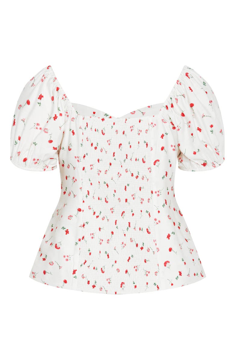 City Chic Daydreamer Print Puff Sleeve Top, Alternate, color, Ivory Bliss