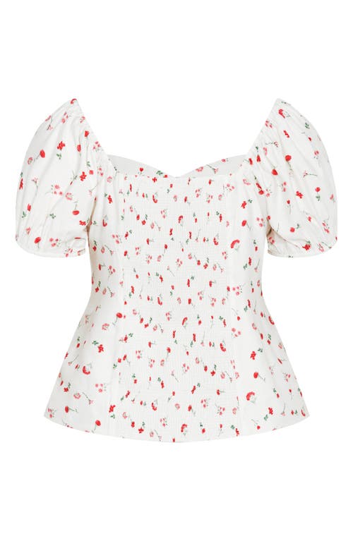 City Chic Daydreamer Print Puff Sleeve Top