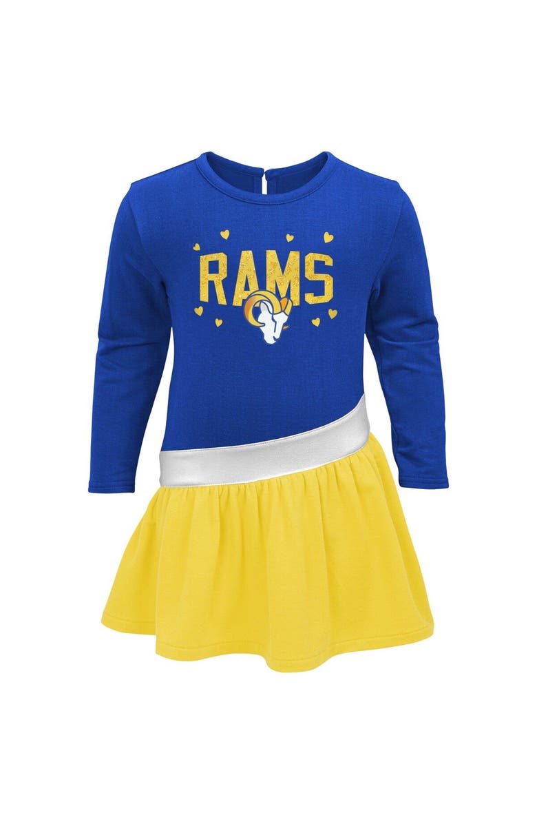 Outerstuff Girls Infant Royal/Gold Los Angeles Rams Heart to Heart Jersey Dress, Alternate, color, 