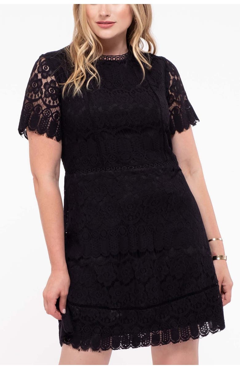 Blu Pepper Mock Neck Lace Dress, Alternate, color,