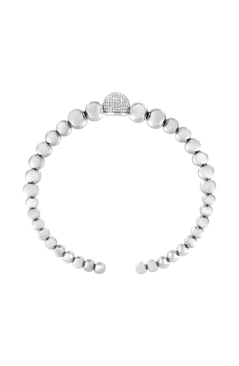 Haus of Brilliance Silver 1/6 Cttw Diamond Rondelle Graduated Ball Bead Cuff Bangle Bracelet, Alternate, color, White