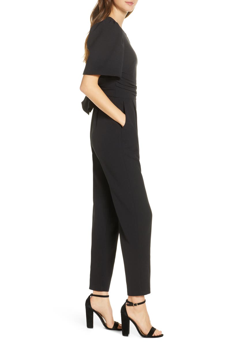 Eliza J Waist Tie Balloon Sleeve Crepe Jumpsuit, Alternate, color, 