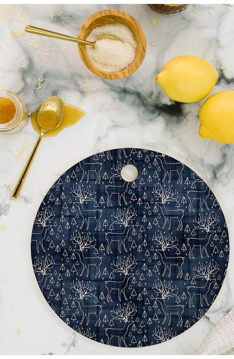 Deny Designs Zoe Wodarz Indigo Deer Round Cutting Board, Alternate, color, 