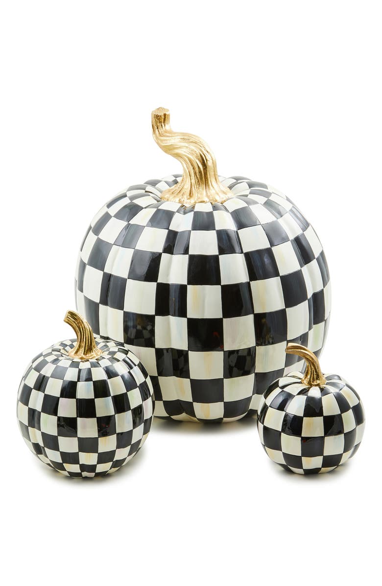 MACKENZIE CHILDS Courtly Check Glossy Small Pumpkin, Alternate, color, Courtly